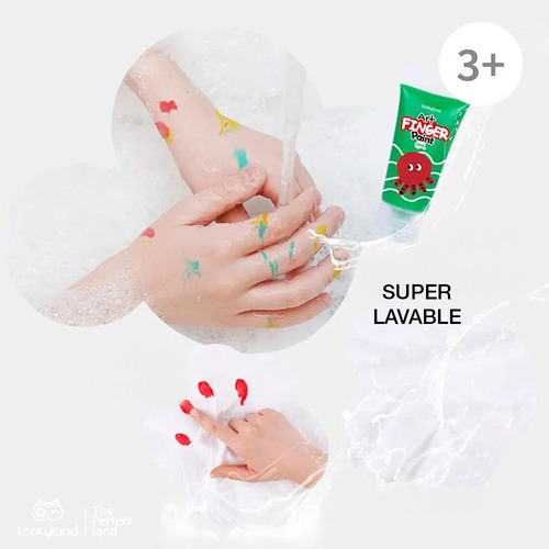 Set X12 Colores Pinturas Artísticas Para Dedos Lavable Niños