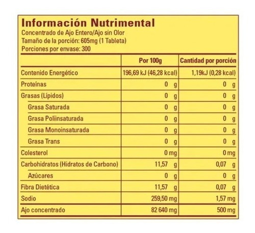 Ajo Sin Olor 300 Tabletas Nature Made®  Concentrado De Ajo