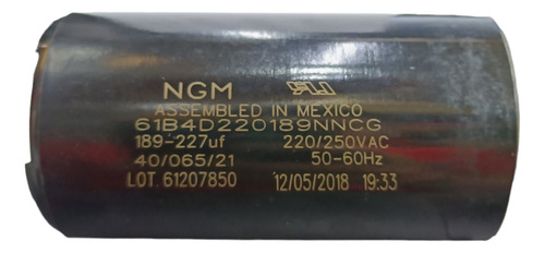 Capacitor De Arranque 189uf - 227mfd, 220/250vac Marca Ngm
