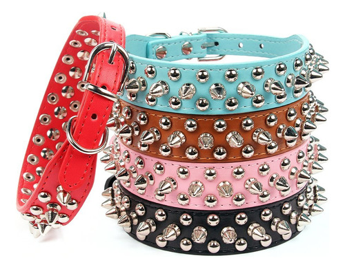 Aolove - Collar Ajustable De Piel Sintetica Con Remaches De 