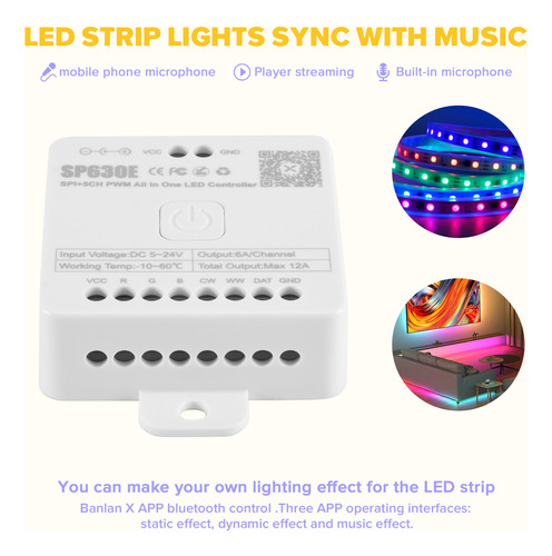 Controlador Led Bluetooth Sp630e Compatible Con Pwm Cct Rg M