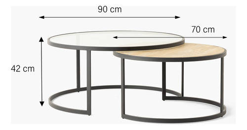 Mesa Lexington Anidada Roble/vidrio Form