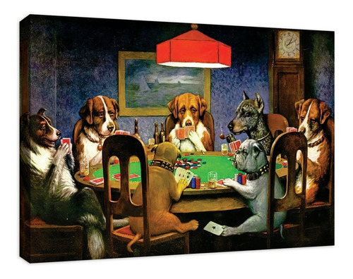Cuadro Moderno Lienzo Canvas Perro Jugando Poker Cassius Mar