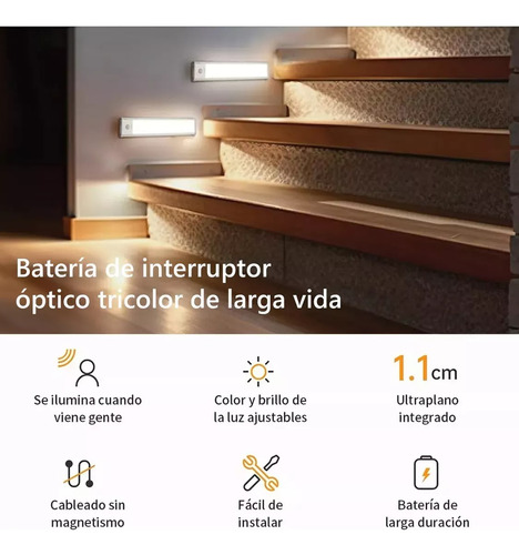 30cm Lámpara Premium 60 Led Barra Luz Sensor Movimiento Casa Blanco