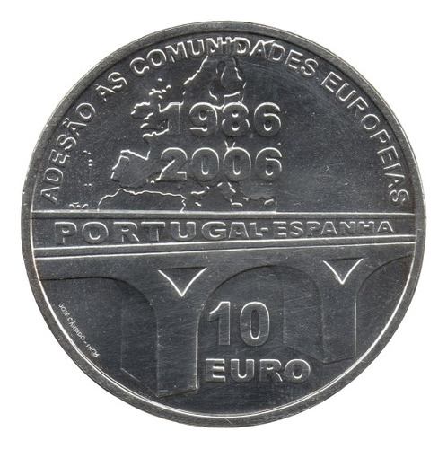 Portugal 10 Euros 2006 Plata Unión Europea Sin Circular