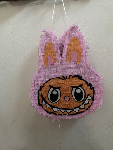 Piñata Artesanal Labubu Cumpleaños Infantiles Rosa Labubu Cumpleaños Grande