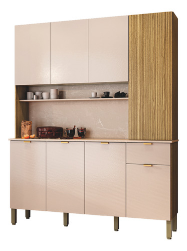 Kit's Paraná Slow armário de cozinha completa 1,60m 4 portas cor frei vanil