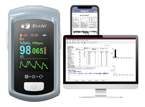 Emay Monitor De Oxígeno Para Dormir Con Software Y Aplicac.