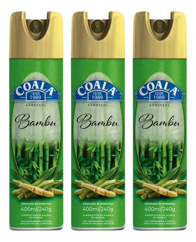 Kit 3 Odorizantes Aerosol Coala 400ml A Fragrância