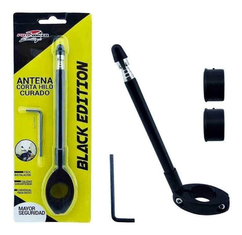 Antena Corta Hilo Curado Moto Retráctil Negro 