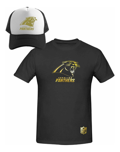 Kit Playera + Gorra Estilo Carolina Panthers Nfl Gold