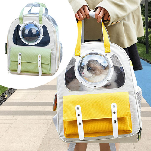Mochila Para Gato Transportista Portátil De Verde