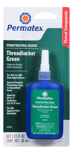 Permatex  Rosca De Grado Penetrante, Verde, 1.2 fl Oz