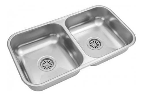 Pileta De Cocina Doble Bacha Johnson Acero Cc37 Acero Inox.