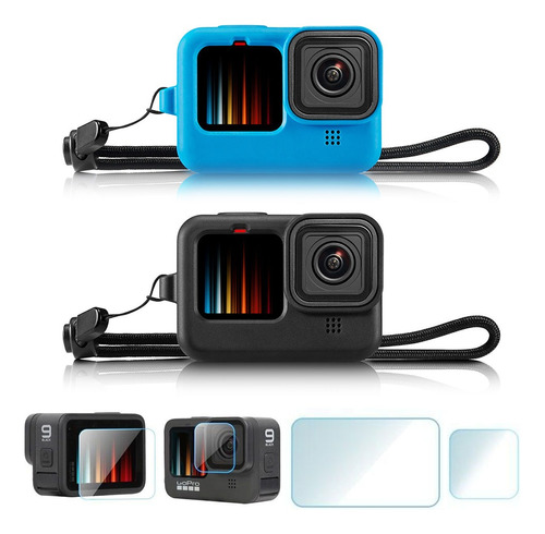 4pc Funda Silicona Para Gopro Hero 11/10/9 Película Templada