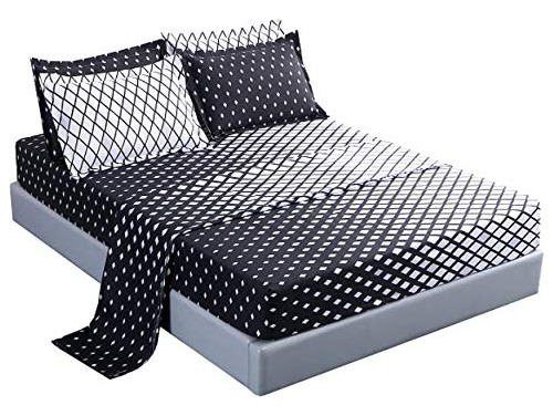 Juego De Sábanas King Collection Bedding, Negro/blanco