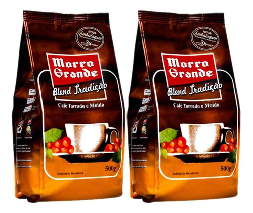 Kit 2 Cafe Morro G Torrado E Moído Blend Tradição 500g Cada