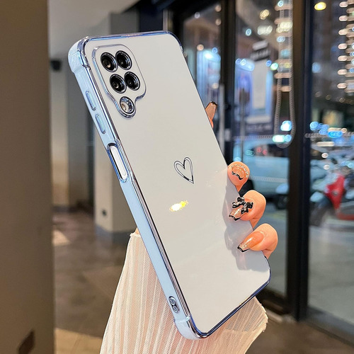Funda Celeste Con Corazon Para Galaxy A12 Ztofera