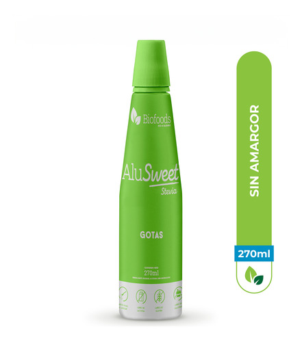 Endulzante En Gotas Alusweet Stevia 270 Ml Biofoods