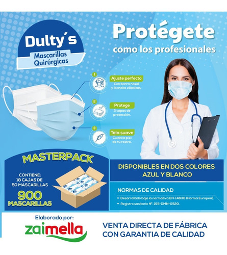 Imagen 1 de 6 de Mascarillas Quirúrgicas Desechables 3 Capas- Directo Fábrica