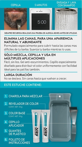 Imagen 3 de 5 de Just For Men Tintura En Gel Para Barba Y Bigote Cubre Canas