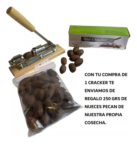 Rompenueces Rompe Abre Nuez Pecan Cascanueces Nut Cracker Plateado Y Madera
