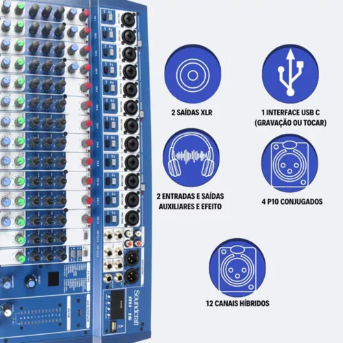 Mesa De Som Console Soundcraft Mi-16 Profissional 16 Canais
