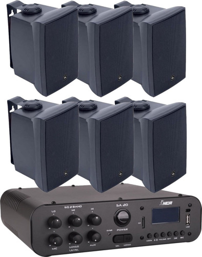 Kit Som Ambiente Ampl Bluetooth Sa20  100w + 06cxs Jbl C521p