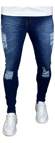 Jeans Masculino Elegante Jeans Rasgados Calças Skinny Retas Calças Denim  Desfiadas Moda Jeans Skinny Roupas Pantalones Hombre 230803 De $144,35