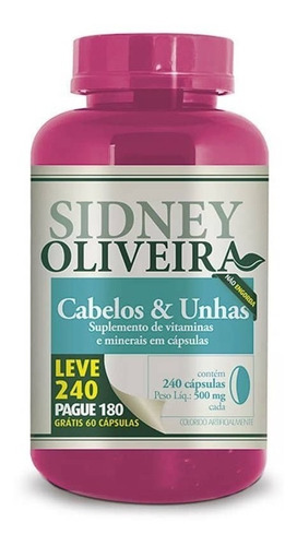 Cabelos E Unhas 500mg - Sidney Oliveira 240 Caps Parcelado