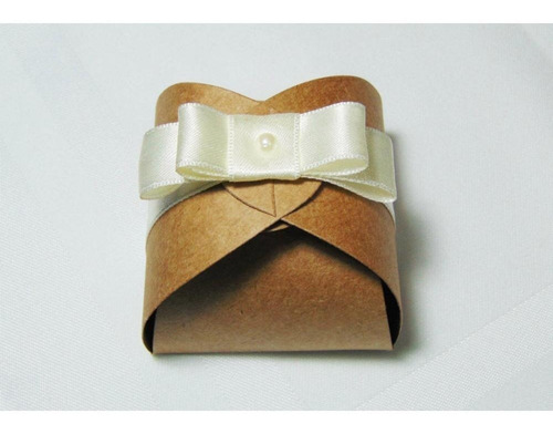 20 Caixinhas Para Bem Casados Em Papel Kraft 200g Com Laço