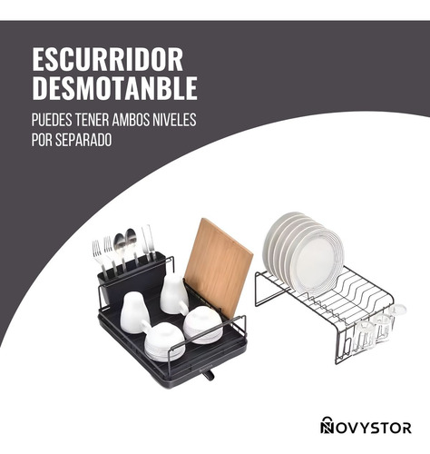Secaplatos Escurridor Acero Inoxidable De 2 Niveles +drenaje