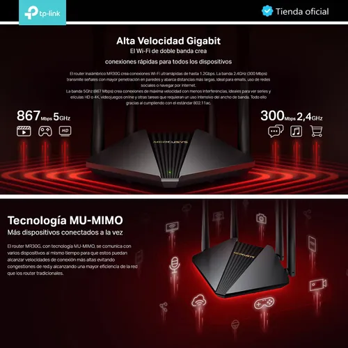 Mercusys Mr30g, Router Gigabit Wifi De Doble Banda Ac1200