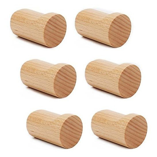 Ganchos De Pared De Madera, Paquete De 6 Ganchos De Madera P