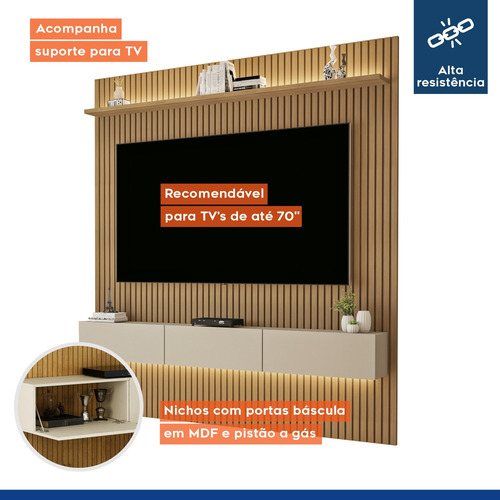 Painel Para Tv Até 70 Polegadas Frisado Com Led Duplo 3