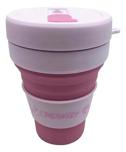 Vaso De Silicona- Plegable- Flexible- Mug Tapa Botella Color rosa 2