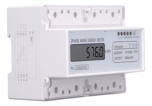 Medidor De Energía Trifásico, 4 Hilos, 7p, Digital, Lcd, Vat