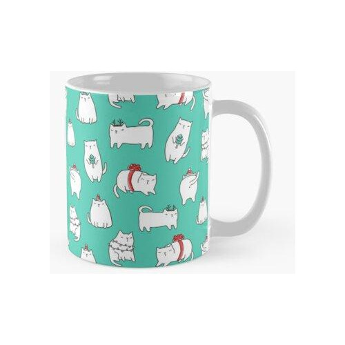 Taza Gatos Gordos De Navidad Calidad Premium