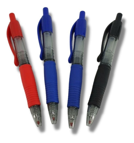 Imagen 2 de 7 de Pack 4 Lápiz Pasta Tinta Gel 0.7mm Azul, Negro Y Rojo