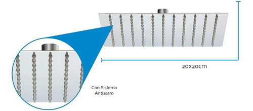 Plato Ducha Cuadrado Acero Inoxidable 20 Cms
