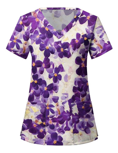 Sisit Scrub Tops Dama Design Cotton Empire Waist Floral