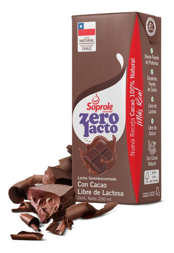 Leche Zero Lacto Chocolate Soprole 200ml(12 Unidades) Super