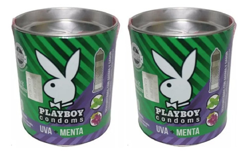 20 Condones Playboy .aroma Sabor Uva Y Menta  Doble Textura