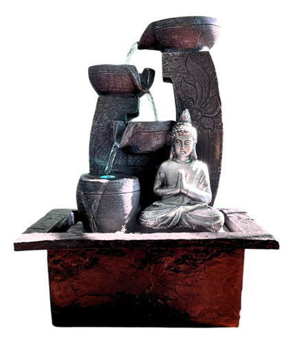 Fuente De Agua Buda Plateado Vasijasx4 Zen Meditacion