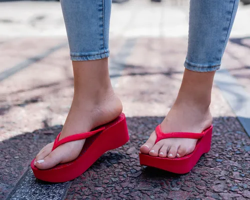 Ojotas Mujer Taco Chino Lady Comfort Sandalias Plataforma