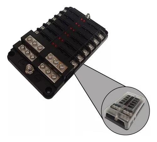 Box Fusiveis 12 Vias Tipo Lamina Injeção Eletronica C/leds