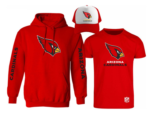 Kit Sudadera + Playera + Gorra Arizona Cardinals Estampado