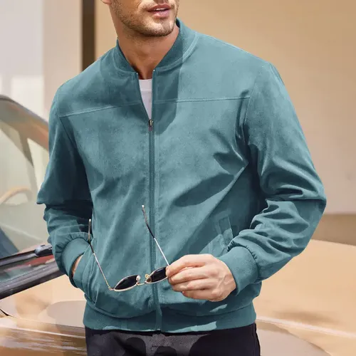 Jzx Chaqueta Hombre Gamuza Cremallera Estilo Retro Casual Xz