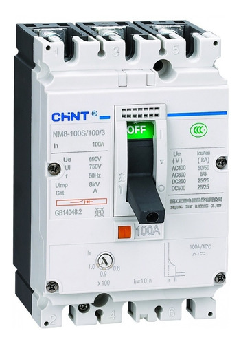 Chint Nm8 Breaker Caja Moldeada 3 Polos Regulable 80-100 Amp
