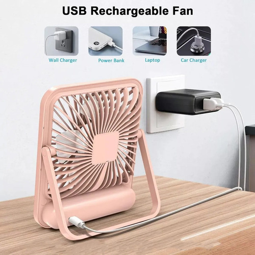 Ventilador De Escritorio, Portátil Usb Recargable Y Colgable